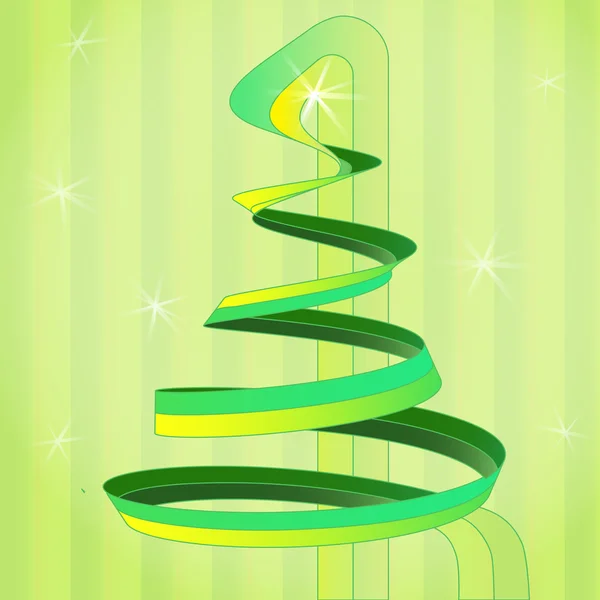 Verde giallo albero di Natale vortice su sfondo vettoriale verticale — Vettoriale Stock