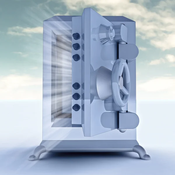 Tunga förstärkt blå metallic öppnade banken vault illustration — Stockfoto