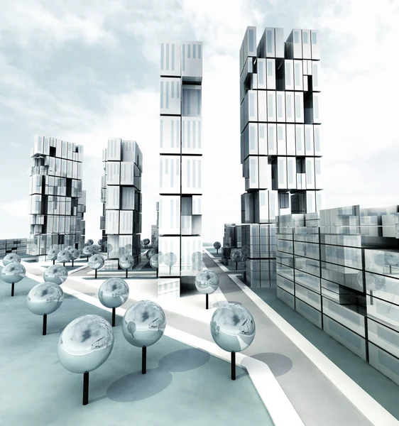 Skyskrapa stål metalliska stadens utveckling — Stockfoto