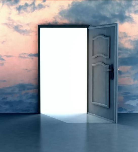 Opened door in sky heaven doorway — Stock Photo, Image