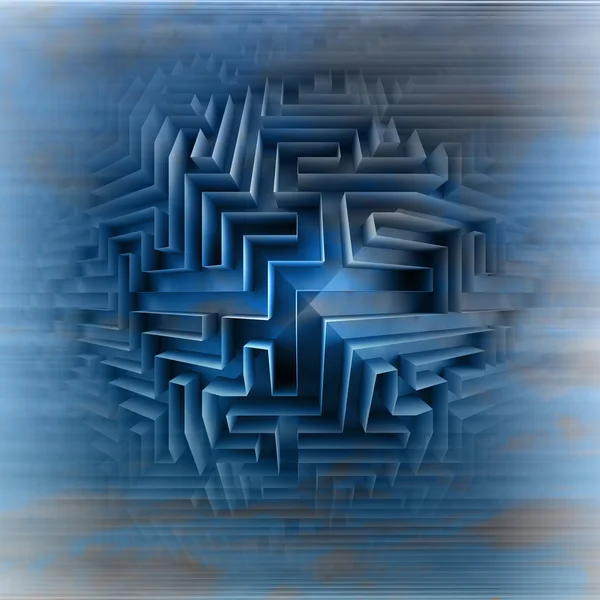 Blue three dimensional network maze motion blur — Stock Photo, Image