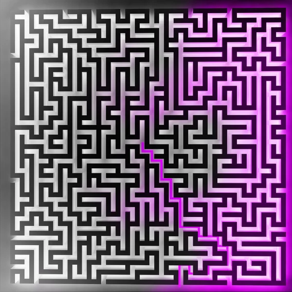 Violet player solution at three dimensional maze top view — Stock Photo, Image