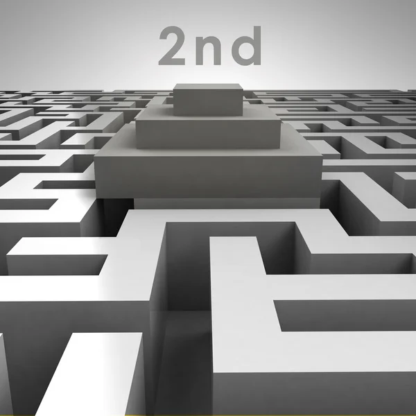 3D maze structure and second place podium — Stock Photo, Image