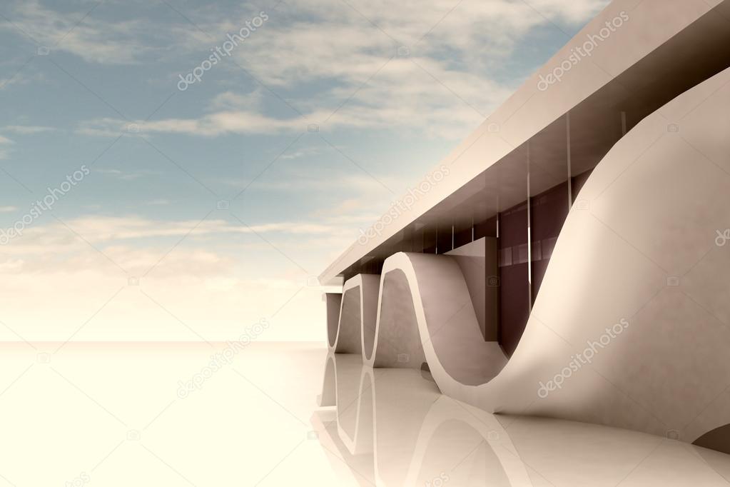 Space with modern building wide sceen wallpaper