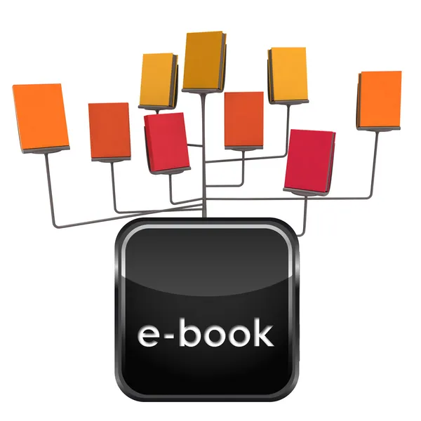 Aislado todo en un esquema de soporte de libro electrónico con icono — Foto de Stock