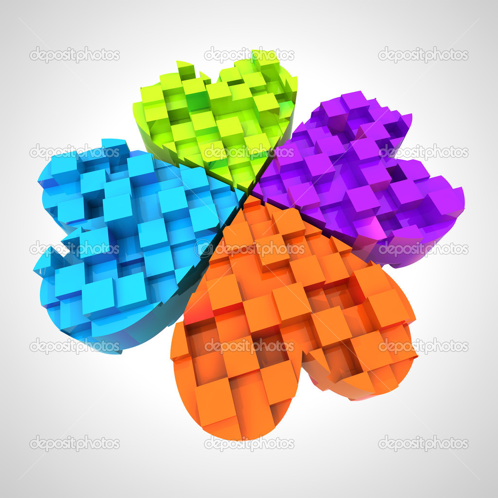 Colored cloverleaf in three dimensional composition