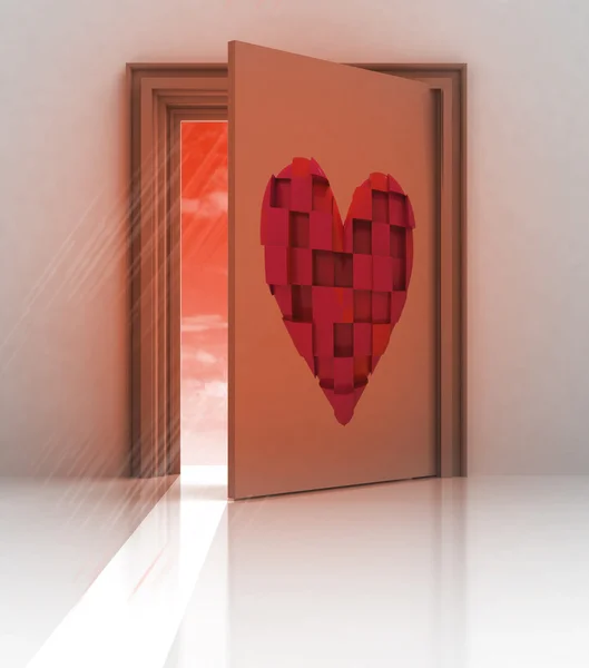 閉じたドアの後ろに描かれた心 — ストック写真