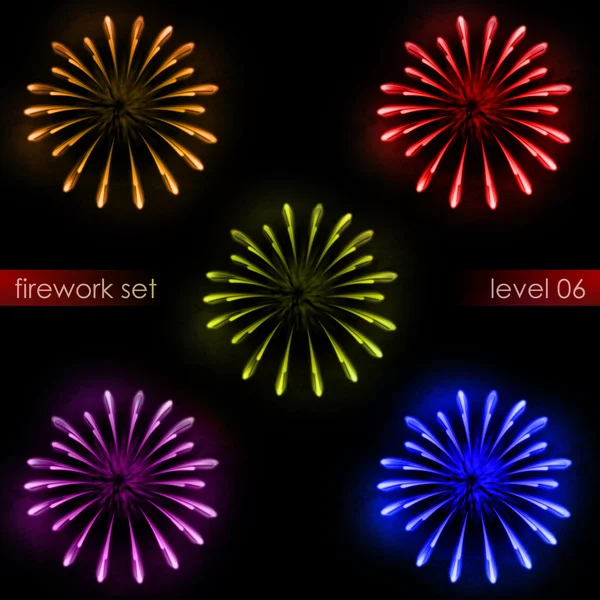 Pięć niesamowite eksplozje kolorowy fajerwerków pakiet powitalny — Zdjęcie stockowe