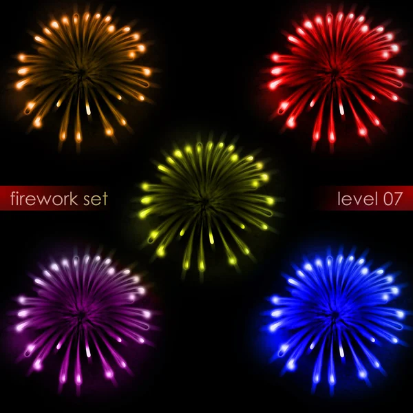 5 oświetlenie, niesamowite kolorowe wybuchy fajerwerków pakiet — Zdjęcie stockowe