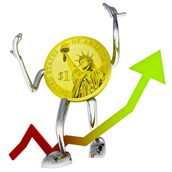 Dollar coin robot show better investment chace illustration — Stock Photo, Image
