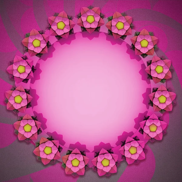 แรงจูงใจบัตรวงกลมดอกไม้สีชมพูเงาบนผ้าลินิน — ภาพถ่ายสต็อก