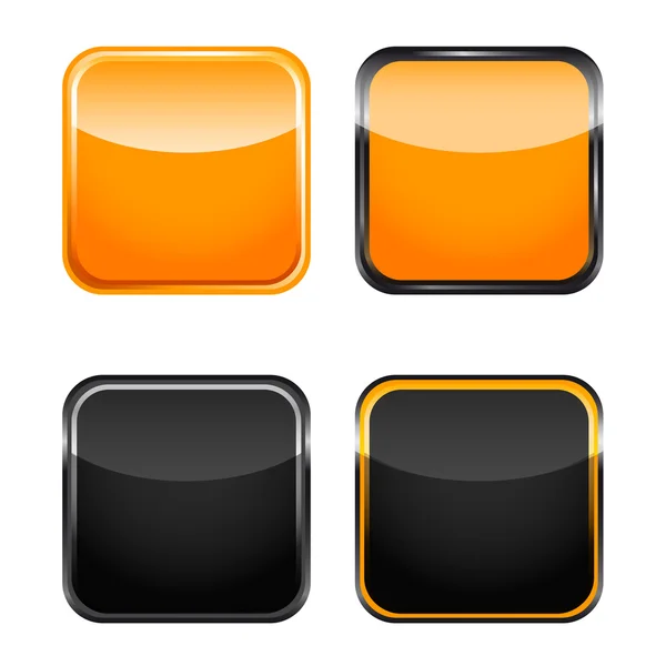 Redondeado icono cuadrado naranja negro conjunto — Vector de stock