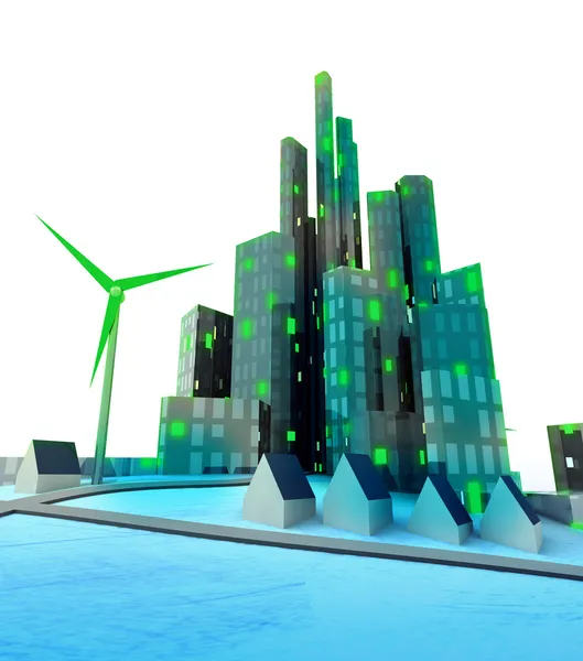 Renewable energy in modern green ecological city — Stock Photo, Image