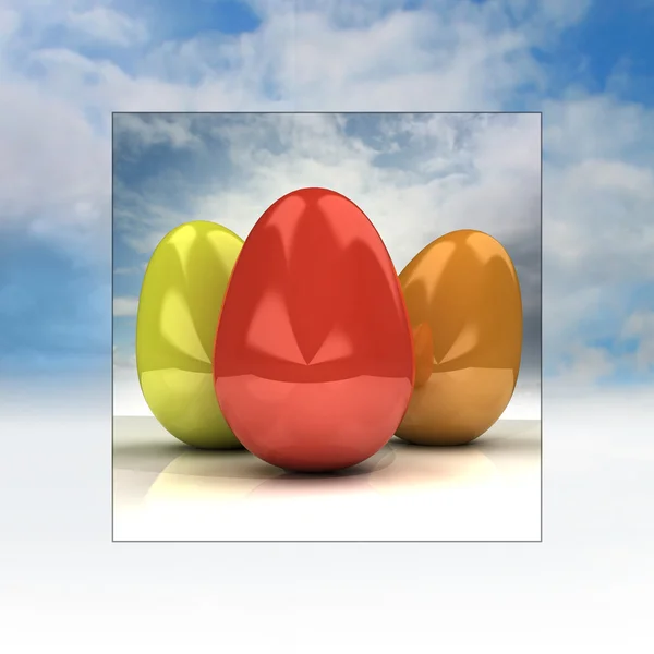 Sky dubbele gekwadrateerde Paaskaart met eieren — Stockfoto