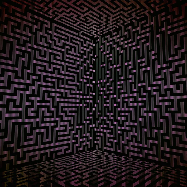 Labyrinthe technologique tridimensionnel teinté foncé — Photo