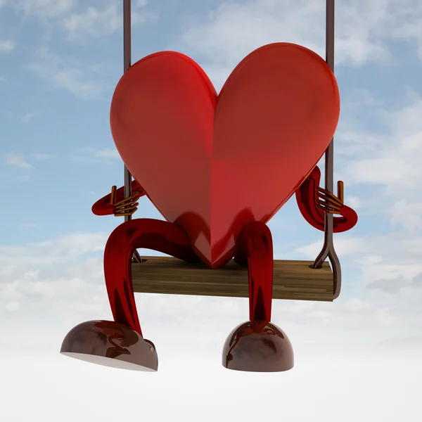 Heart figure swings in the sky — Stock Photo, Image