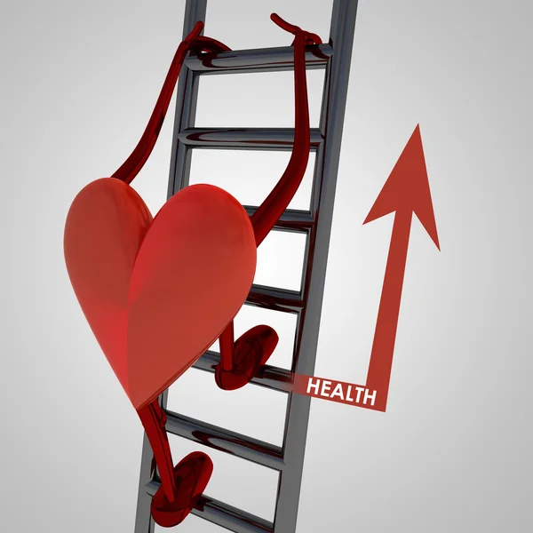 Heart figure climp up to better health — Stock Photo, Image
