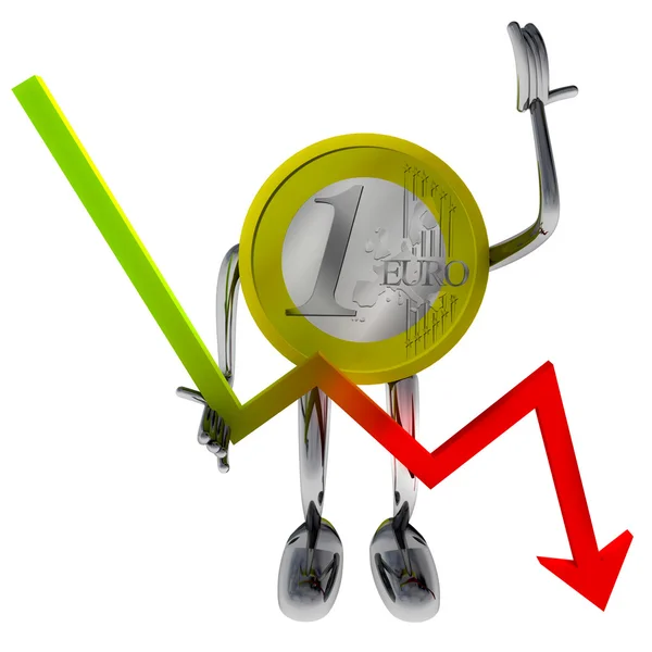 Euro moneda robot mantenga descendente gráfico ilustración —  Fotos de Stock