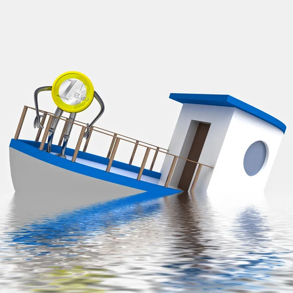 Euro coin sinking during cruise illustration — Stock Photo, Image