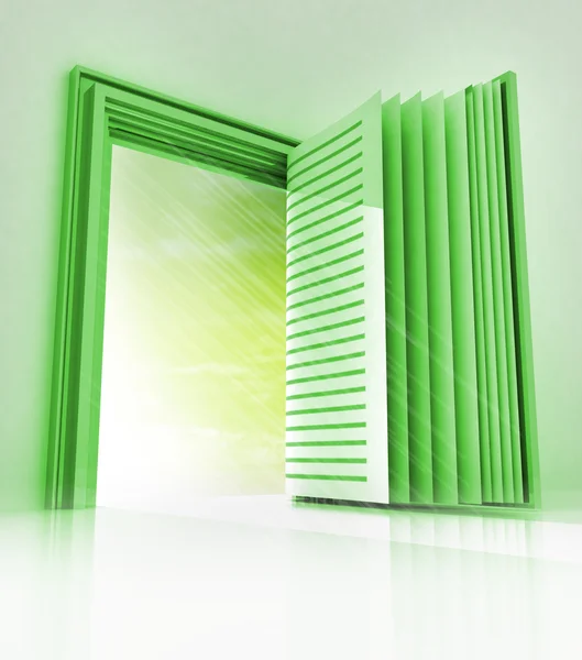 Zelený rám s otevřenou knihou jako pozitivní způsob — Stock fotografie