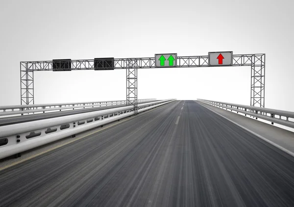 Gran carretera con señal de velocidad en la construcción — Foto de Stock