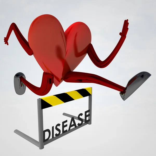 Heart health figure jump over disease — Stock Photo, Image