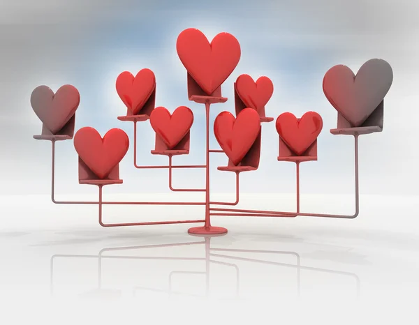 Stand with red hearts with blur background — Stock Photo, Image
