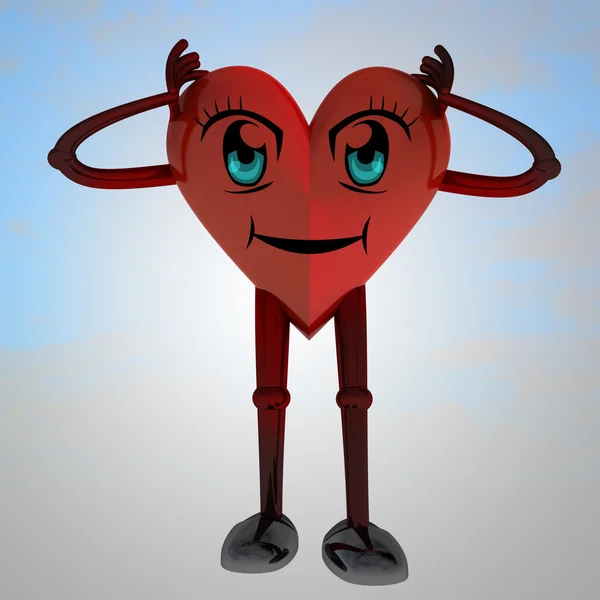 Figura do coração de pé com sorriso — Fotografia de Stock