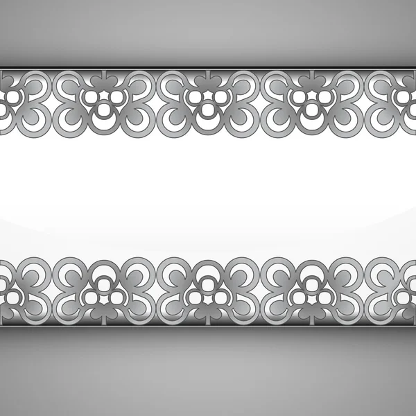 Pizzo interno decorato in argento barocco vettore telaio — Vettoriale Stock