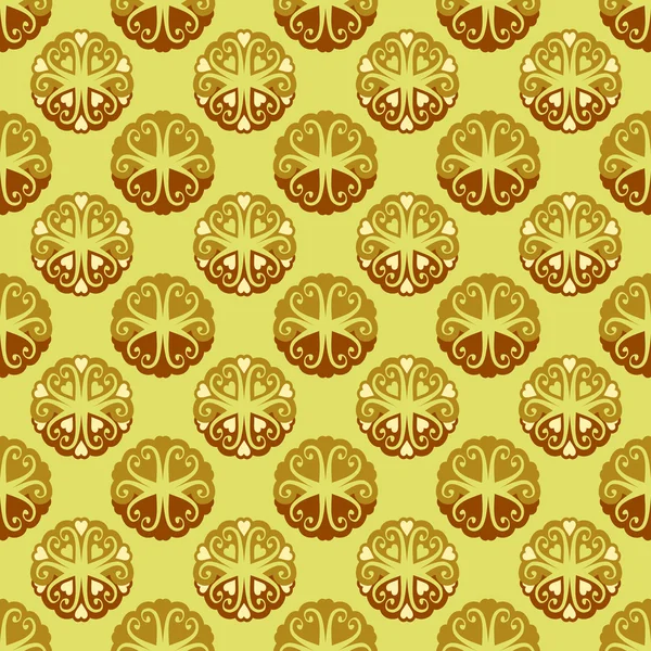 Fresco encaje amarillo marrón flor vector patrón — Archivo Imágenes Vectoriales