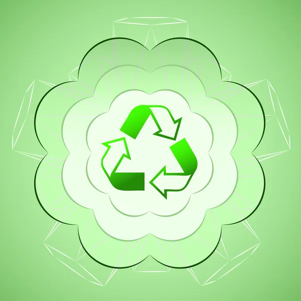 Grünes Layout mit Recyclingschild im Wolkenvektor — Stockvektor
