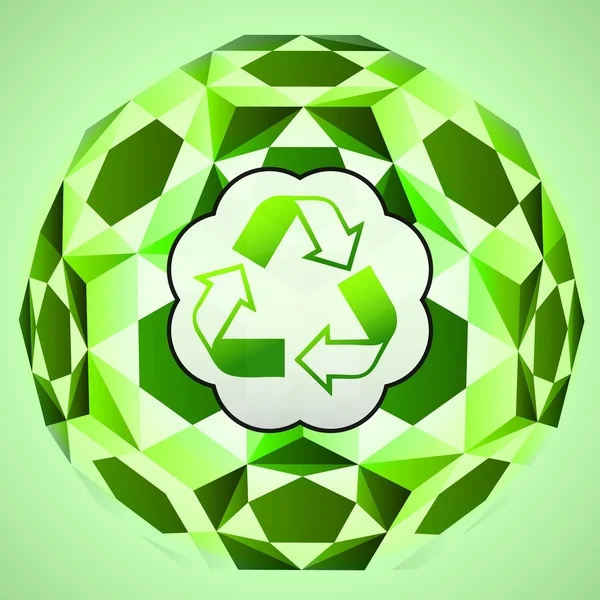 Kubische grüne Anlage mit Recycling-Zeichenvektor — Stockvektor