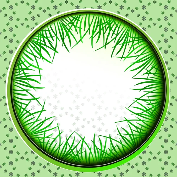 Etiqueta círculo de grama interna com padrão de vetor de folhagem — Vetor de Stock