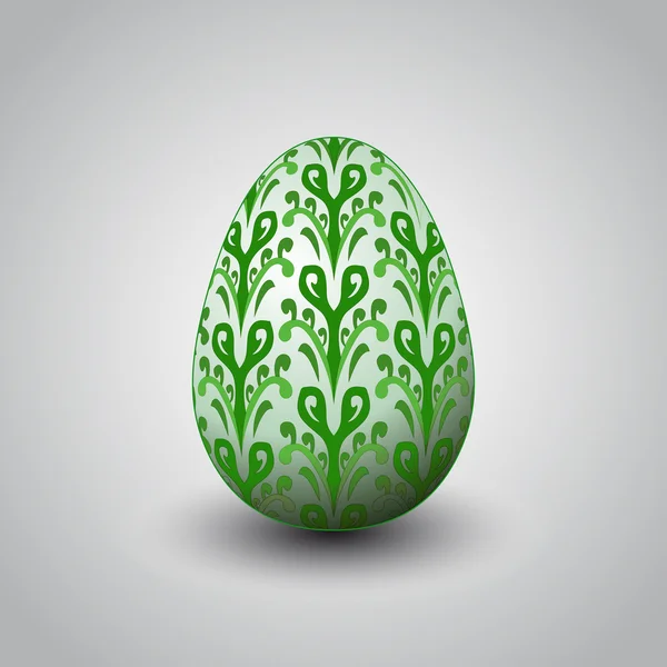 Handmade green foliage decorated easter egg vector — Stock Vector