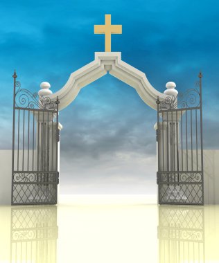 opened entrance to paradise with sky clipart