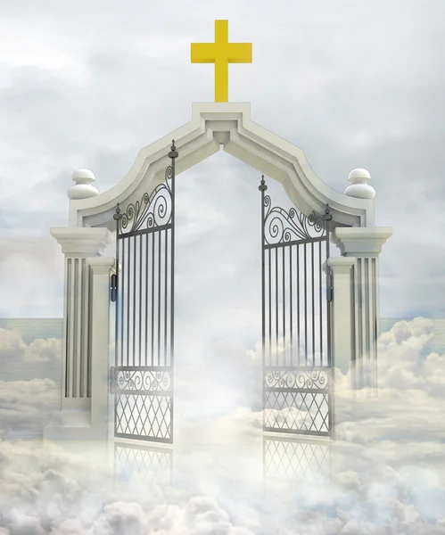 Semi opened entrance to Gods paradise in sky — Stock Photo, Image