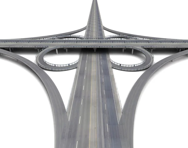 Large motorway crossroads perspective view — Stock Photo, Image