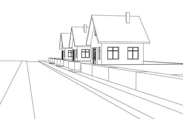 Stad straat ontwikkeling vector perspectief schets — Stockvector