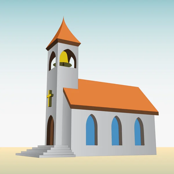 Сельская церковь для католиков с вектором колокола — стоковый вектор