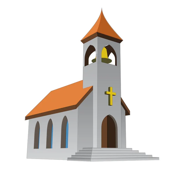 Iglesia rural aislada para católicos con campana vector — Vector de stock