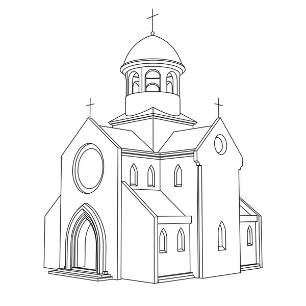 Line art ancient basilica drawing vector — Stock Vector