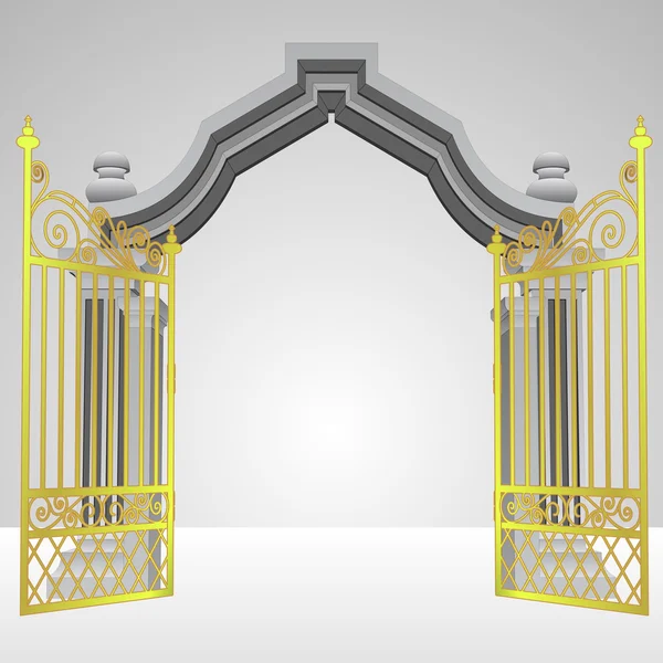Heavenly gate with open gold fence vector — Stock Illustration Heavenly gate with open gold fence vector Stock Vector