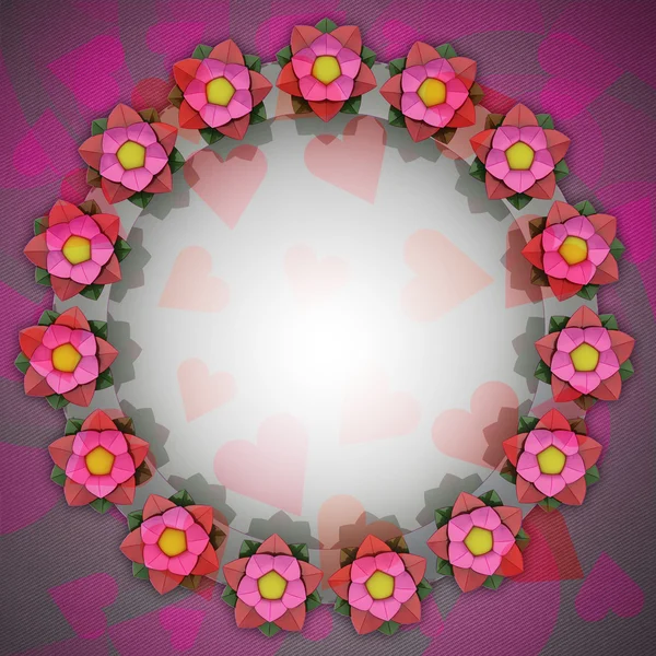 Blossom cirkel kaart motief op romantische linnen — Stockfoto