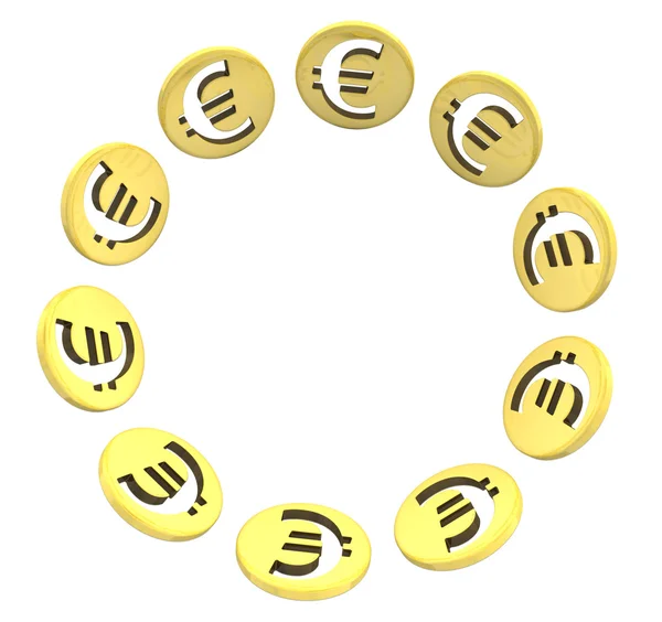 Isolated euro golden coin symbol on white — Stock Photo, Image