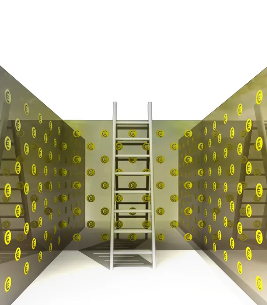 Ladder and euro pattern on the walls — Stock Photo, Image