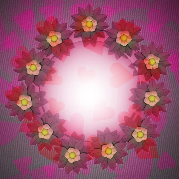 Encantador motivo de la tarjeta del círculo de flor en tela romántica —  Fotos de Stock