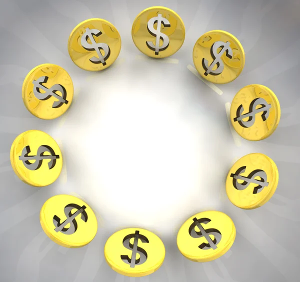 Dollar gyllene mynt symbolen circle sammansättning — Stockfoto