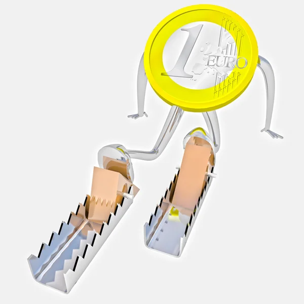 Euro mynt robot start från blocket i ryggen Visa illustration — Stockfoto