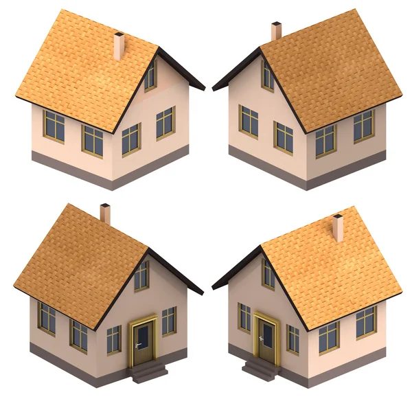 Vier isometrische Ansichten eines neuen Immobilienprojekts — Stockfoto