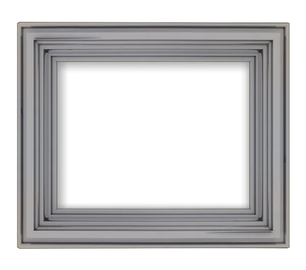 Marco rectangular decorativo gris metálico en blanco —  Fotos de Stock